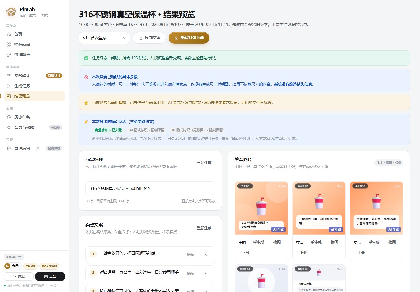 结果预览界面